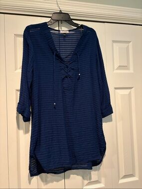J.Valdi Sheer Striped Navy Swim Cover